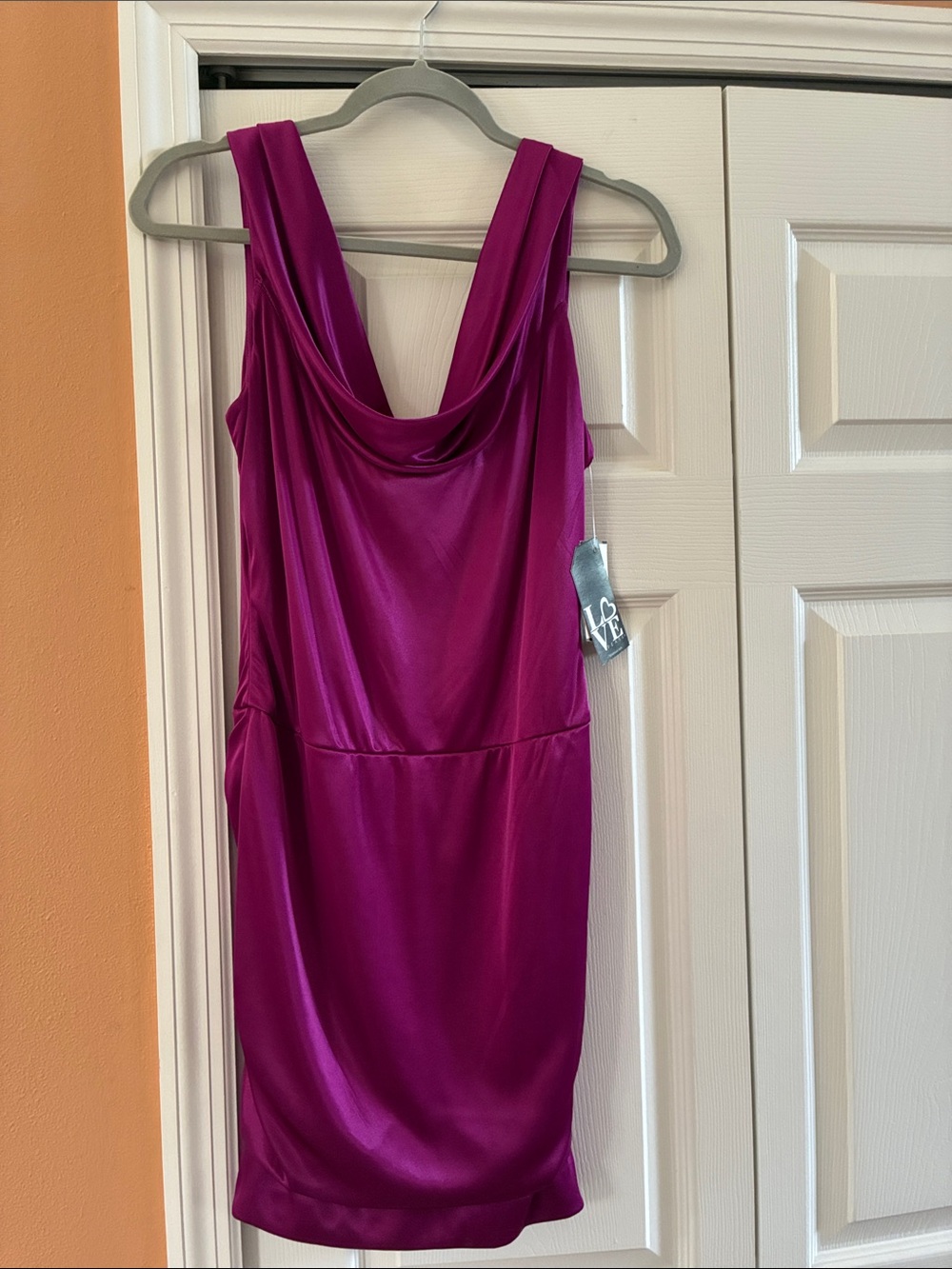 Love Tease Cowl Neck Mini Dress in Magenta